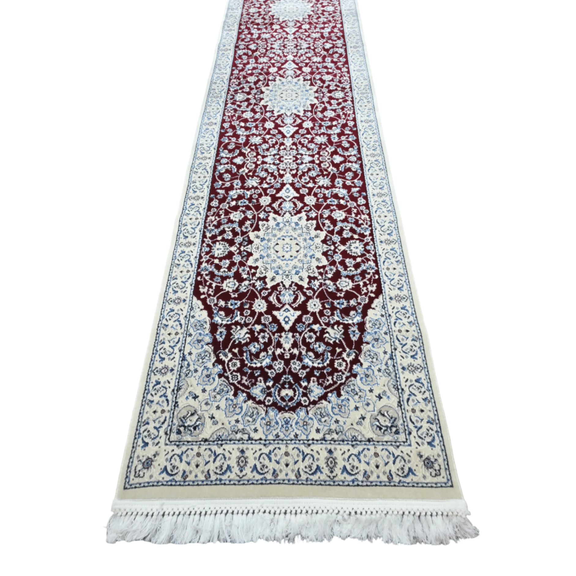 Red Persian design runner rug detail
