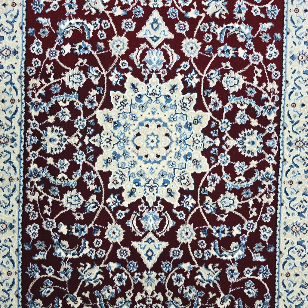 Red Persian design runner rug detail