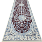 Red Persian design runner rug detail