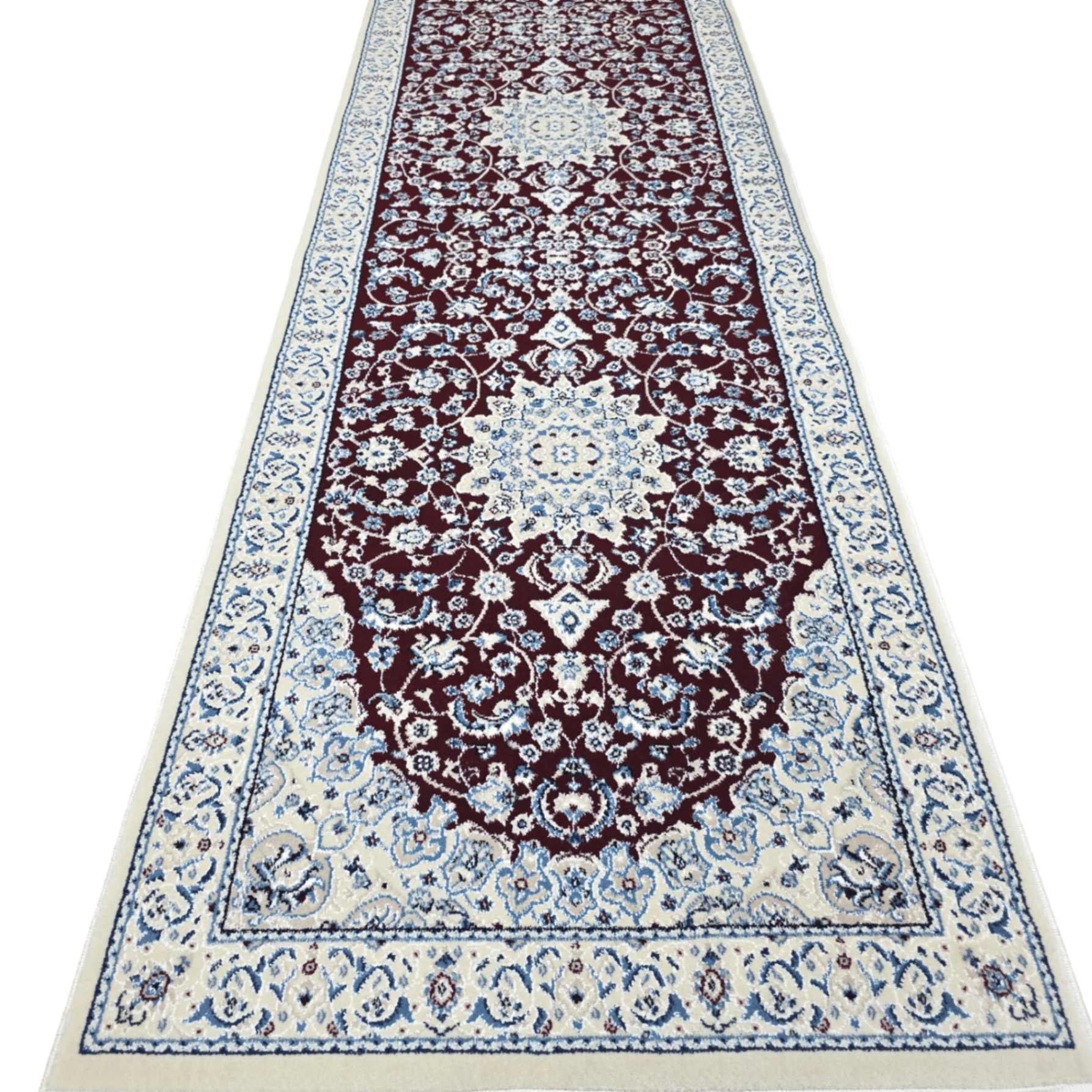 Red Persian design runner rug detail