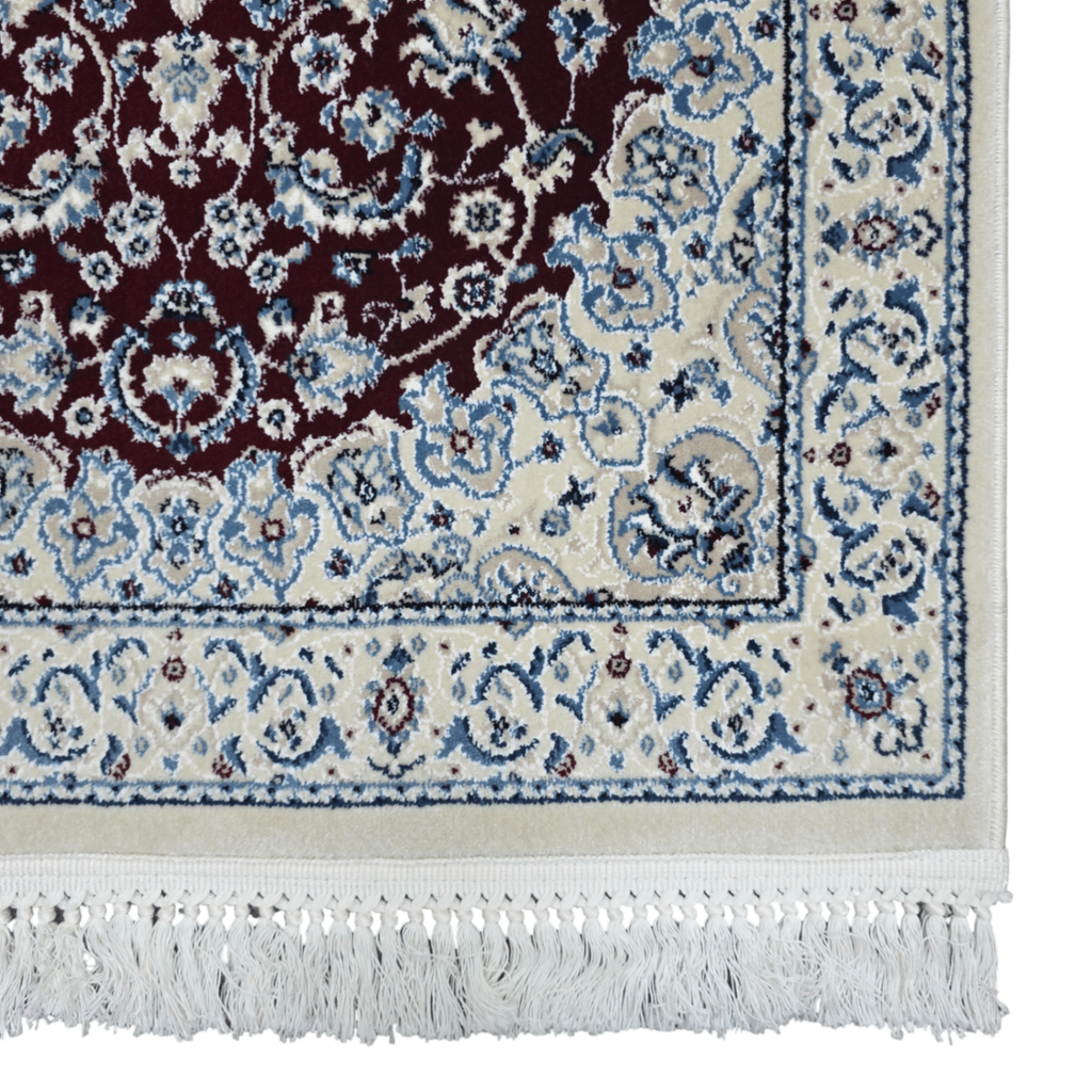 Red Persian design runner rug detail