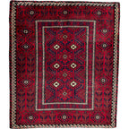 140 x 120 cm Hand-Knotted Persian Baluch Wool Rug