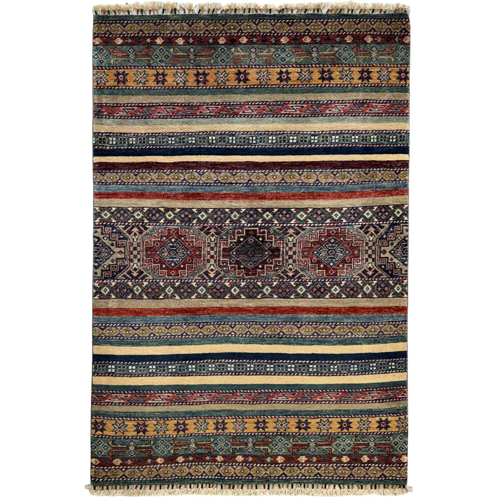 145 x 97 cm Hand-Knotted Afghan Shawl Design Chobi Rug