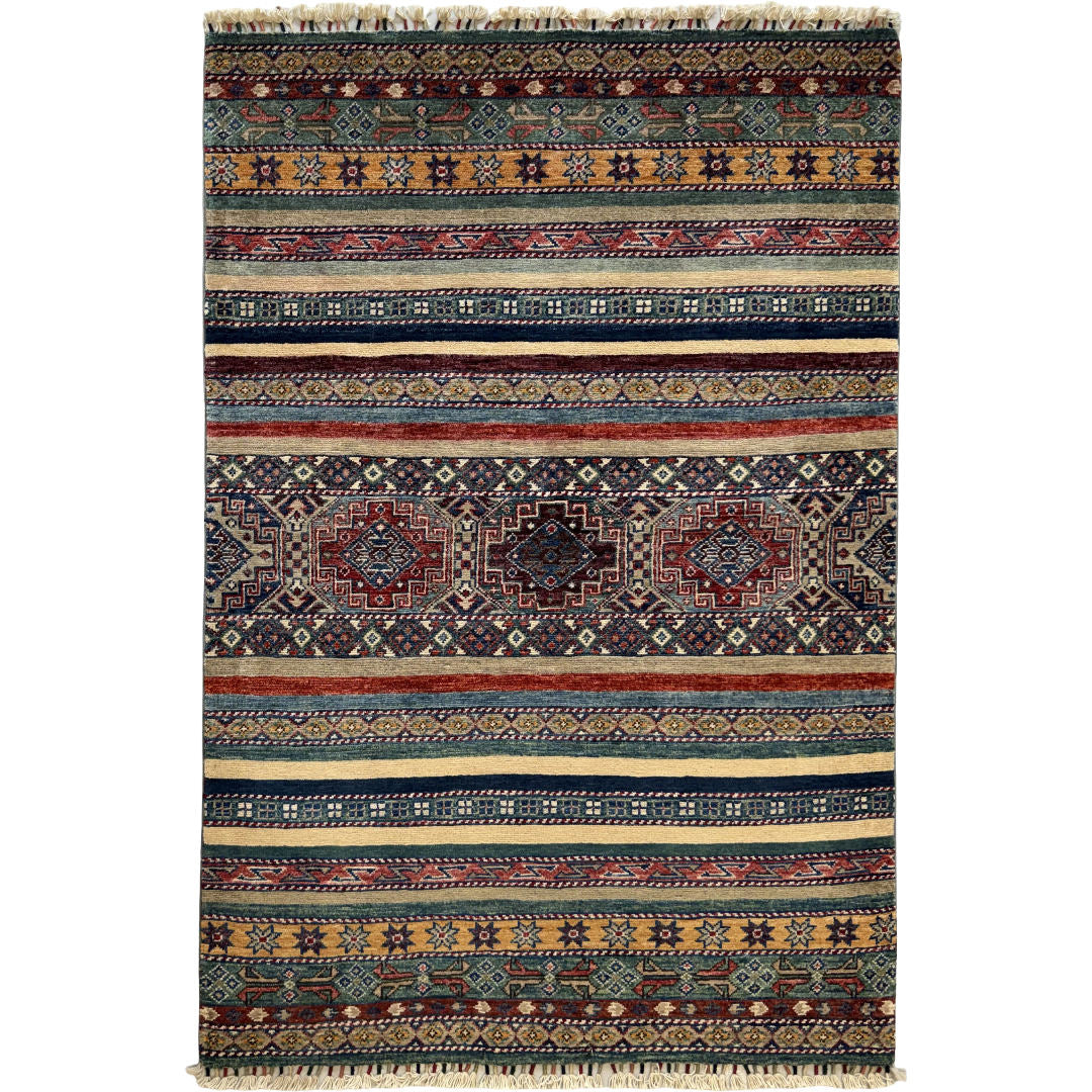 145 x 97 cm Hand-Knotted Afghan Shawl Design Chobi Rug