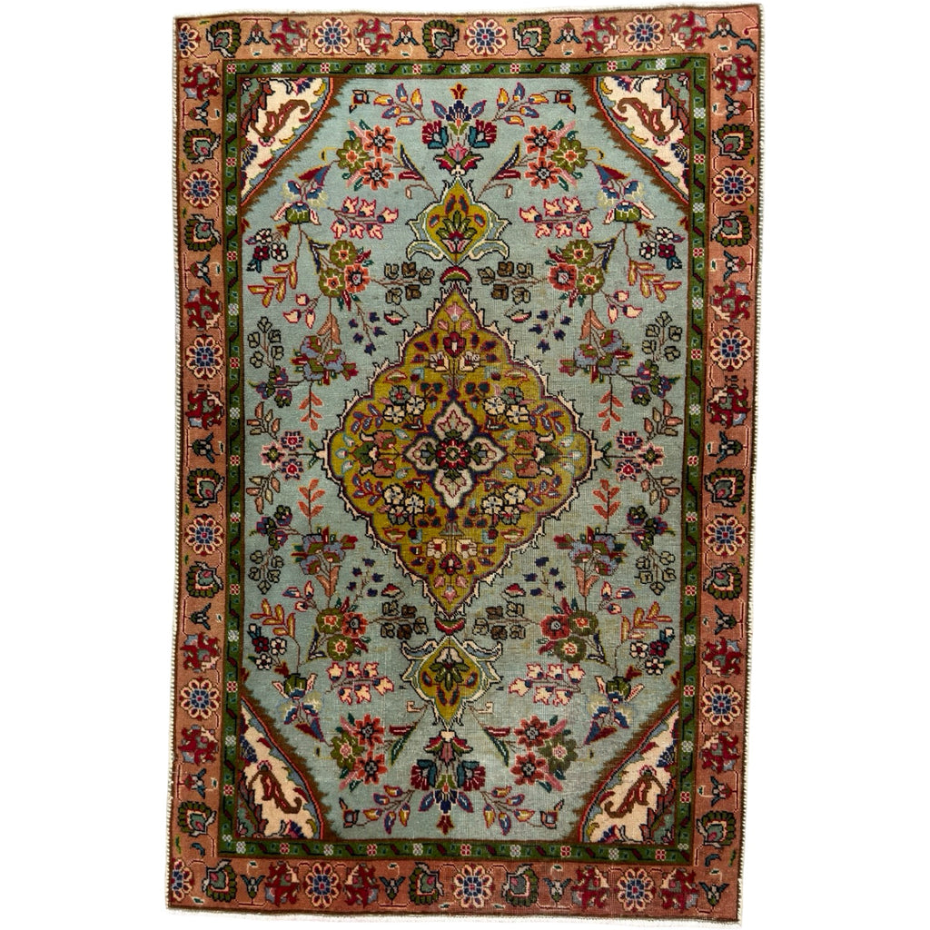 146 x 96 cm Vintage Persian Tabriz Wool Rug