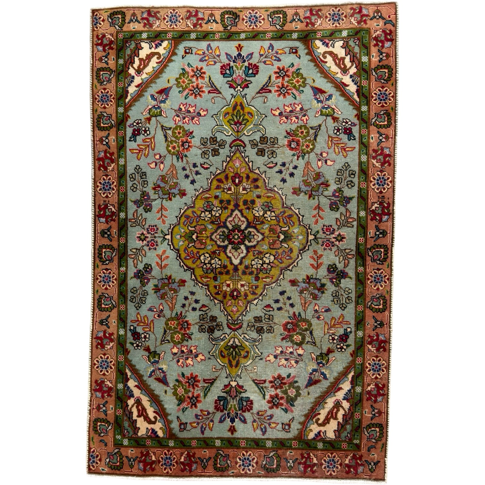 146 x 96 cm Vintage Persian Tabriz Wool Rug