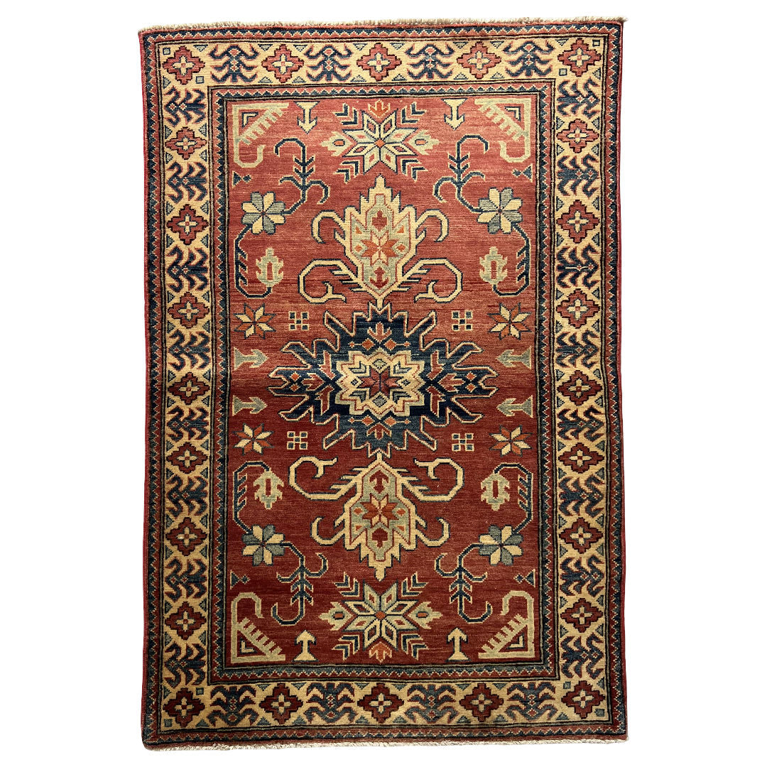 149 x 99 cm Hand-Knotted Afghan Kazak Wool Rug