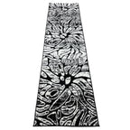 213 x 61 cm Black & White Botanical Floral Runner Rug