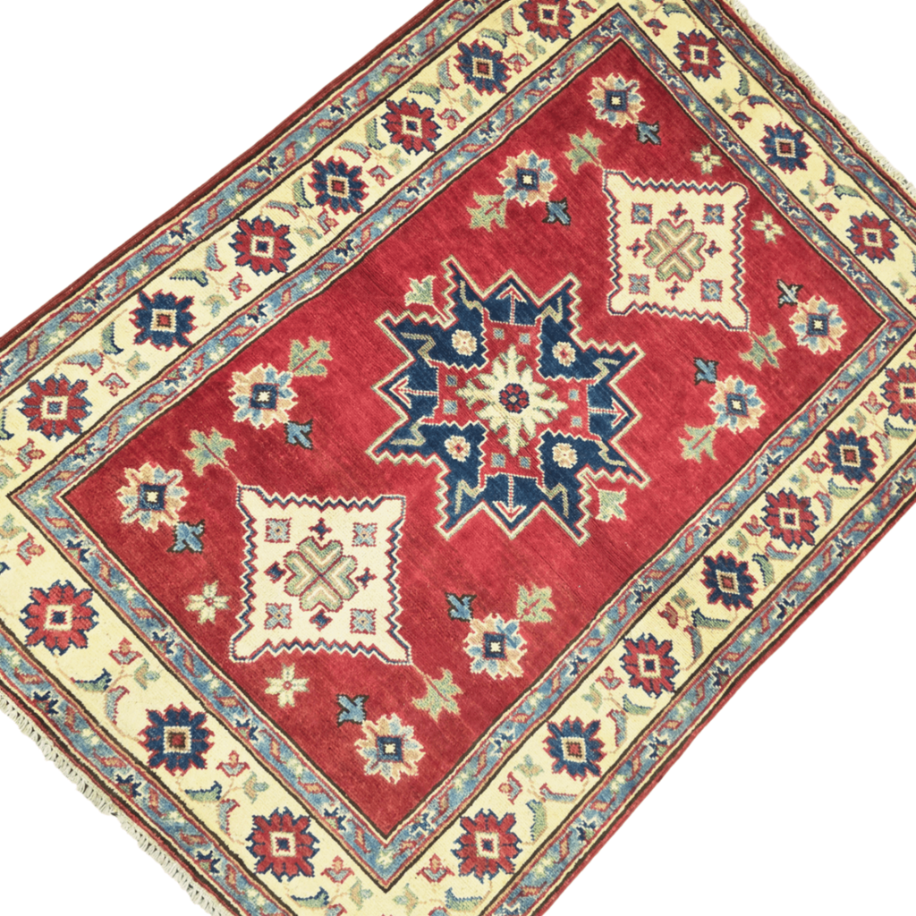 147 x 108 cm Hand Knotted Afghan Kazak Rug