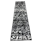 213 x 61 cm Black & White Botanical Floral Runner Rug