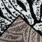 213 x 61 cm Black & White Botanical Floral Runner Rug