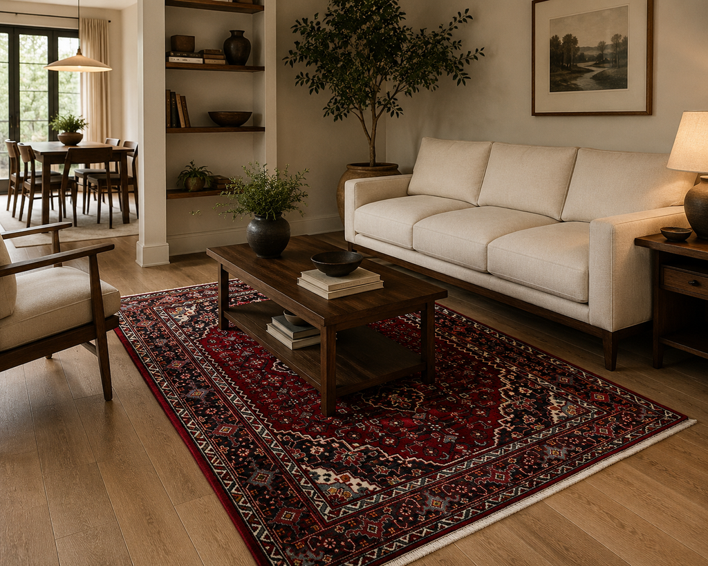 150 x 110 cm Hand-Knotted Persian Sarough Wool Rug
