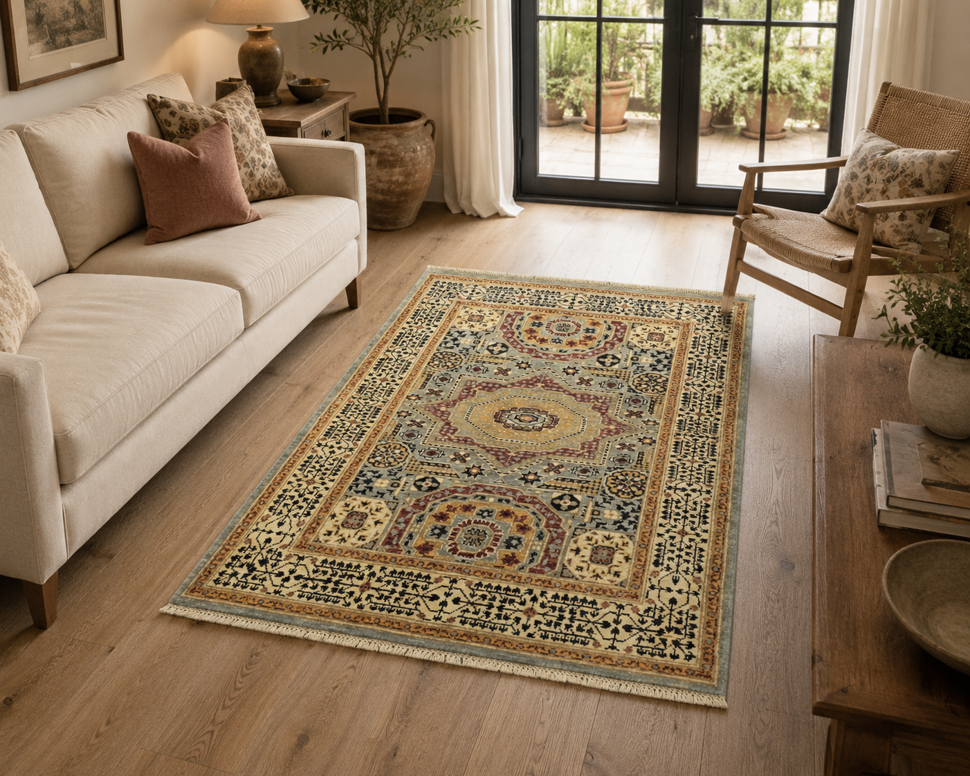 151 x 100 cm Afghan Chobi Hand-Knotted Wool Rug
