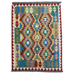 173 × 128 cm Hand-Woven Afghan Kilim Rug – Wool Flatweave