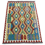 173 × 128 cm Hand-Woven Afghan Kilim Rug – Wool Flatweave