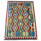 173 × 128 cm Hand-Woven Afghan Kilim Rug – Wool Flatweave