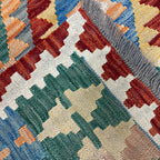 173 × 128 cm Hand-Woven Afghan Kilim Rug – Wool Flatweave