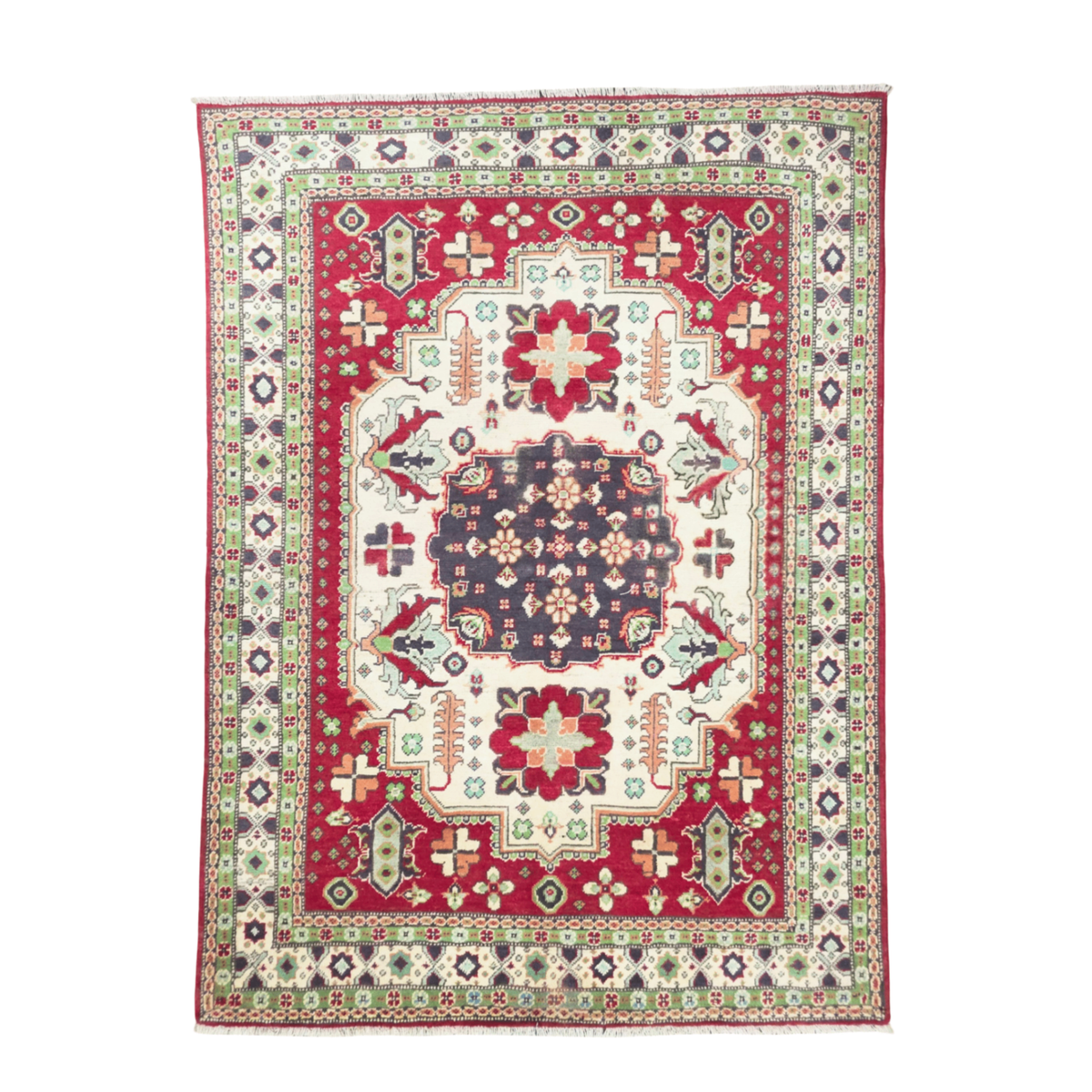 192 x 139 cm Hand Knotted Afghan Kazak – Wool Rug