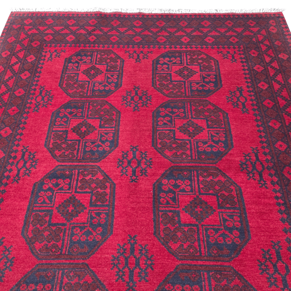 200 x 150 cm Hand-Woven Red Afghan Akche Wool Rug