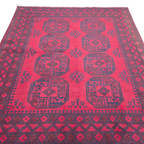 200 x 150 cm Hand-Woven Red Afghan Akche Wool Rug