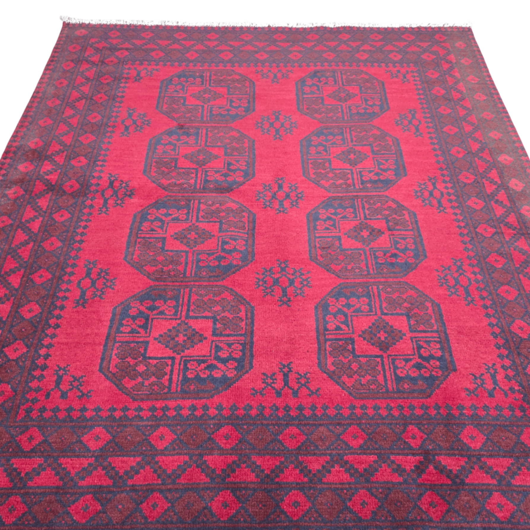 200 x 150 cm Hand-Woven Red Afghan Akche Wool Rug