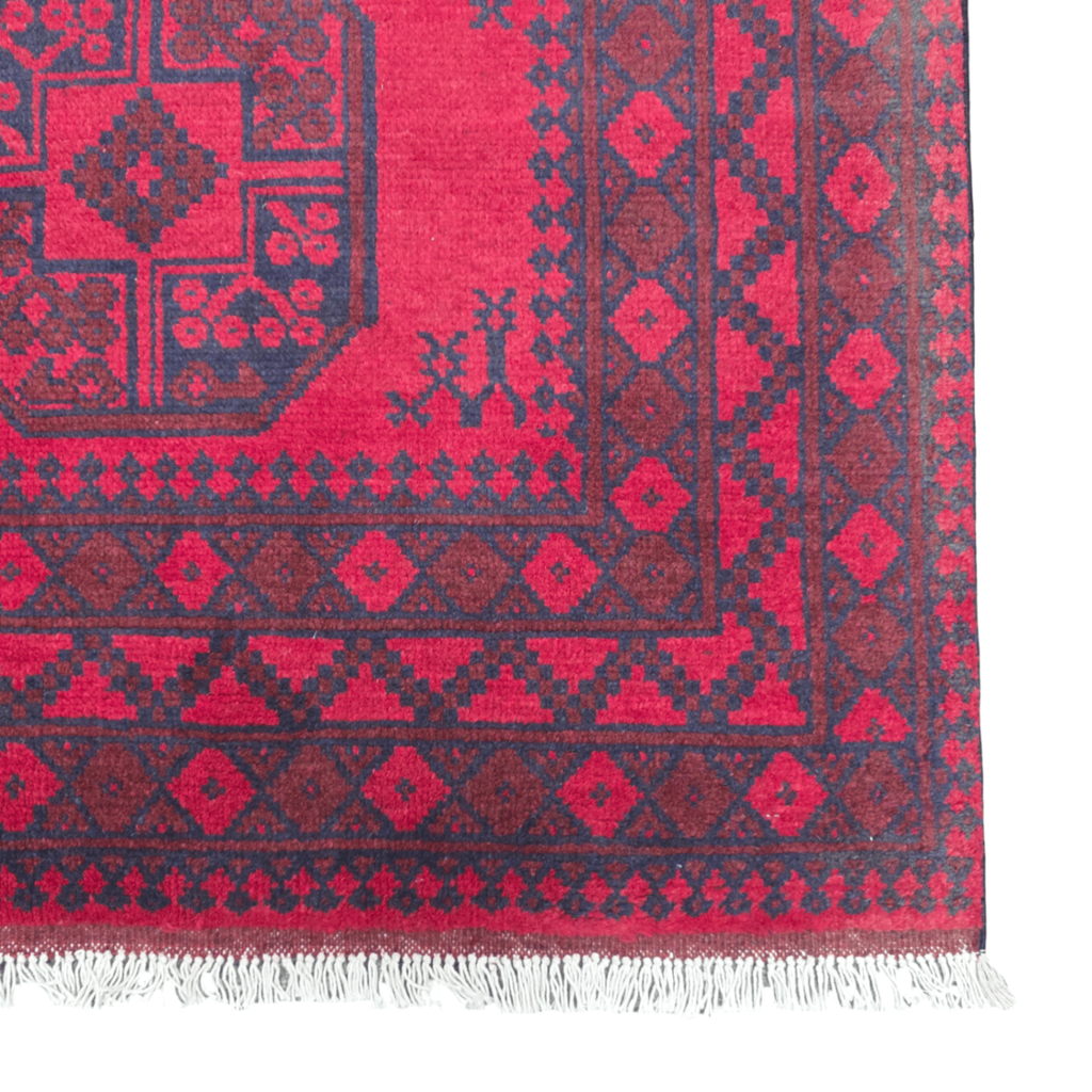 200 x 150 cm Hand-Woven Red Afghan Akche Wool Rug