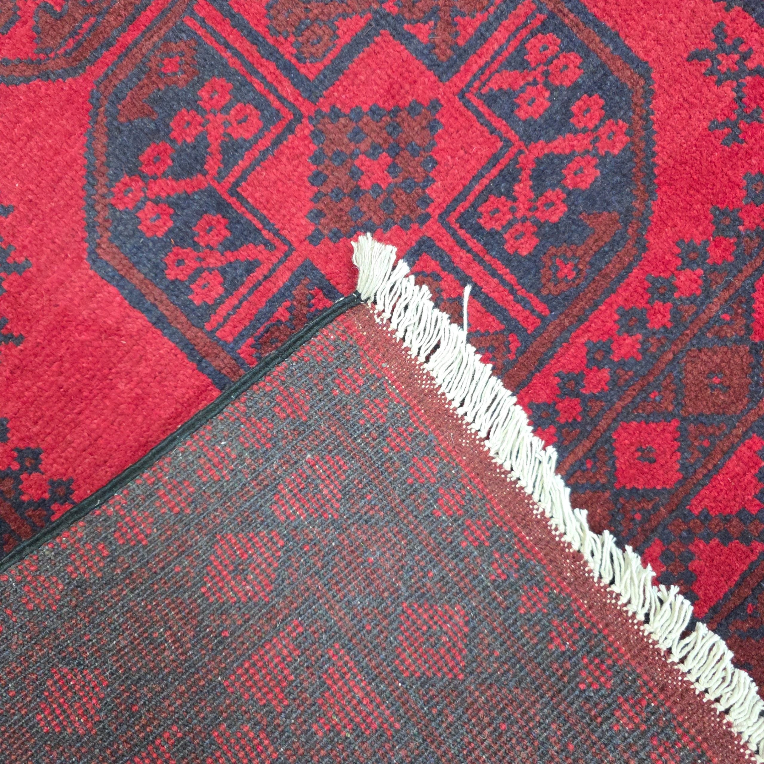 200 x 150 cm Hand-Woven Red Afghan Akche Wool Rug