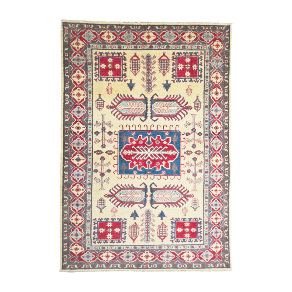 242 x 166 cm Hand Knotted Afghan Kazak Rug