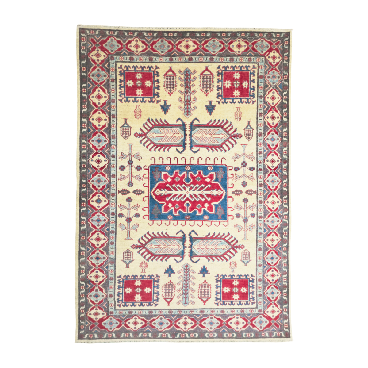 242 x 166 cm Hand Knotted Afghan Kazak Rug