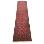 288 x 87 cm Hand-Knotted Red Afghan Akche Runner Rug