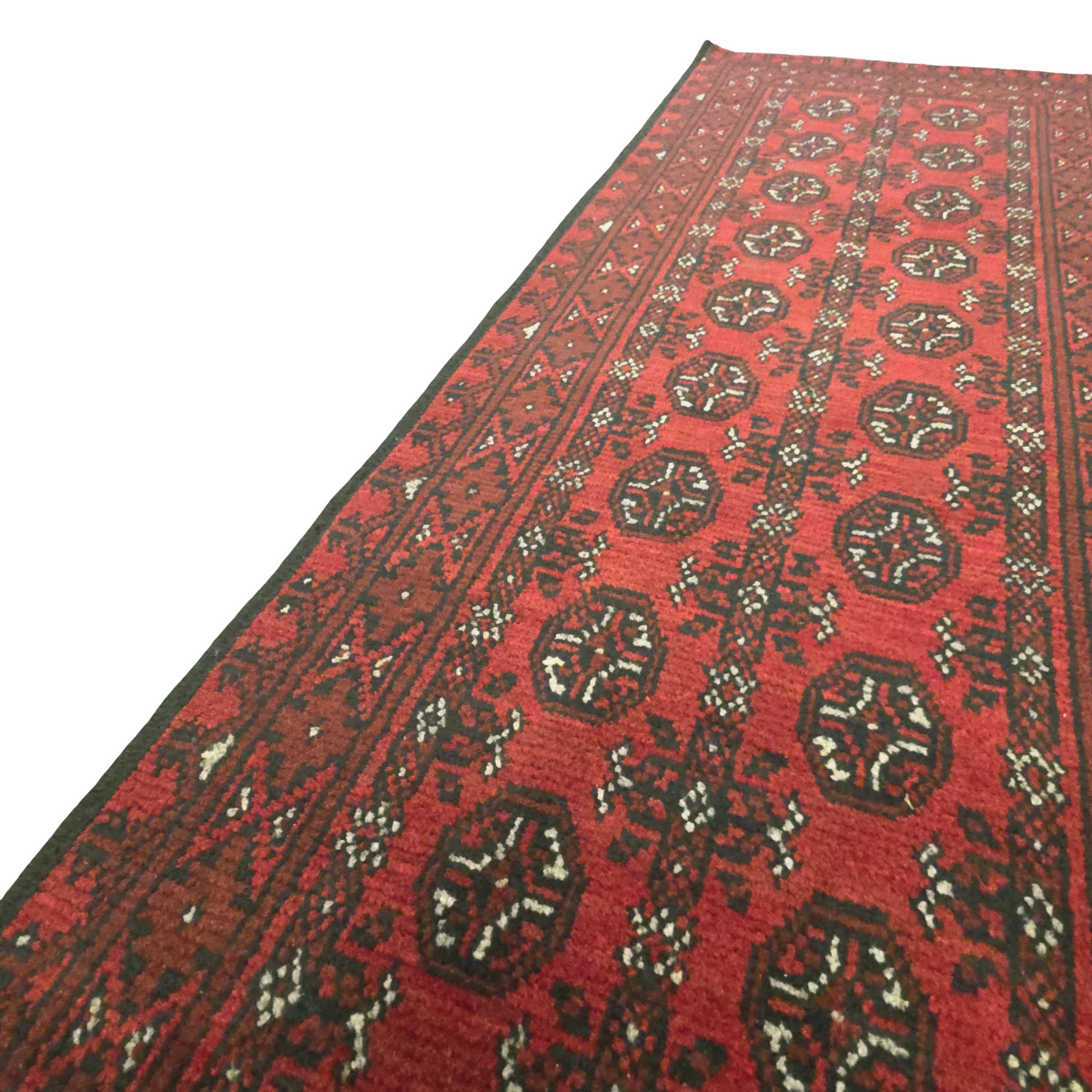 288 x 87 cm Hand-Knotted Red Afghan Akche Runner Rug