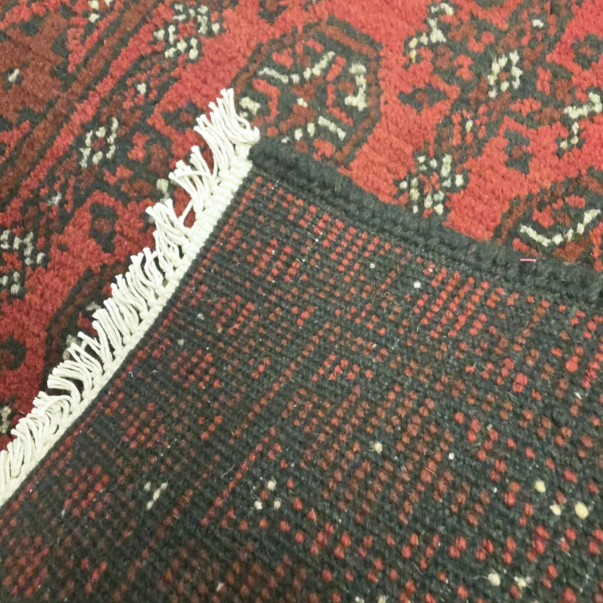 288 x 87 cm Hand-Knotted Red Afghan Akche Runner Rug