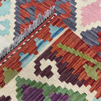 395 x 85 cm Hand-Woven Afghan Kilim Runner Rug – Wool Flatweave