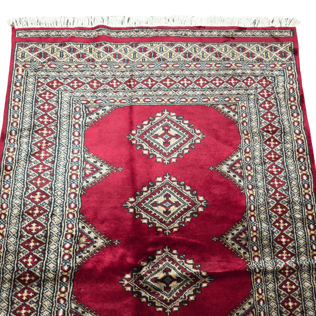 150 x 93 cm Hand Knotted Red Karachi Bokhara – Wool Rug