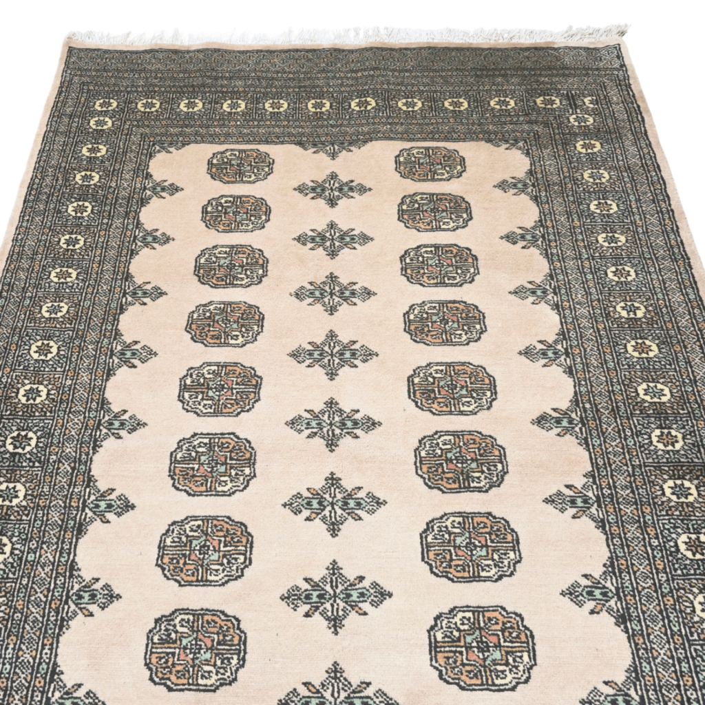 187 x 124 cm Hand Knotted Beige Karachi Bokhara – Wool Rug
