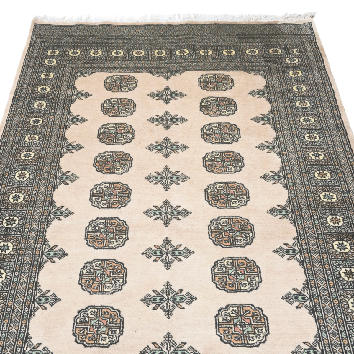 187 x 124 cm Hand Knotted Beige Karachi Bokhara – Wool Rug