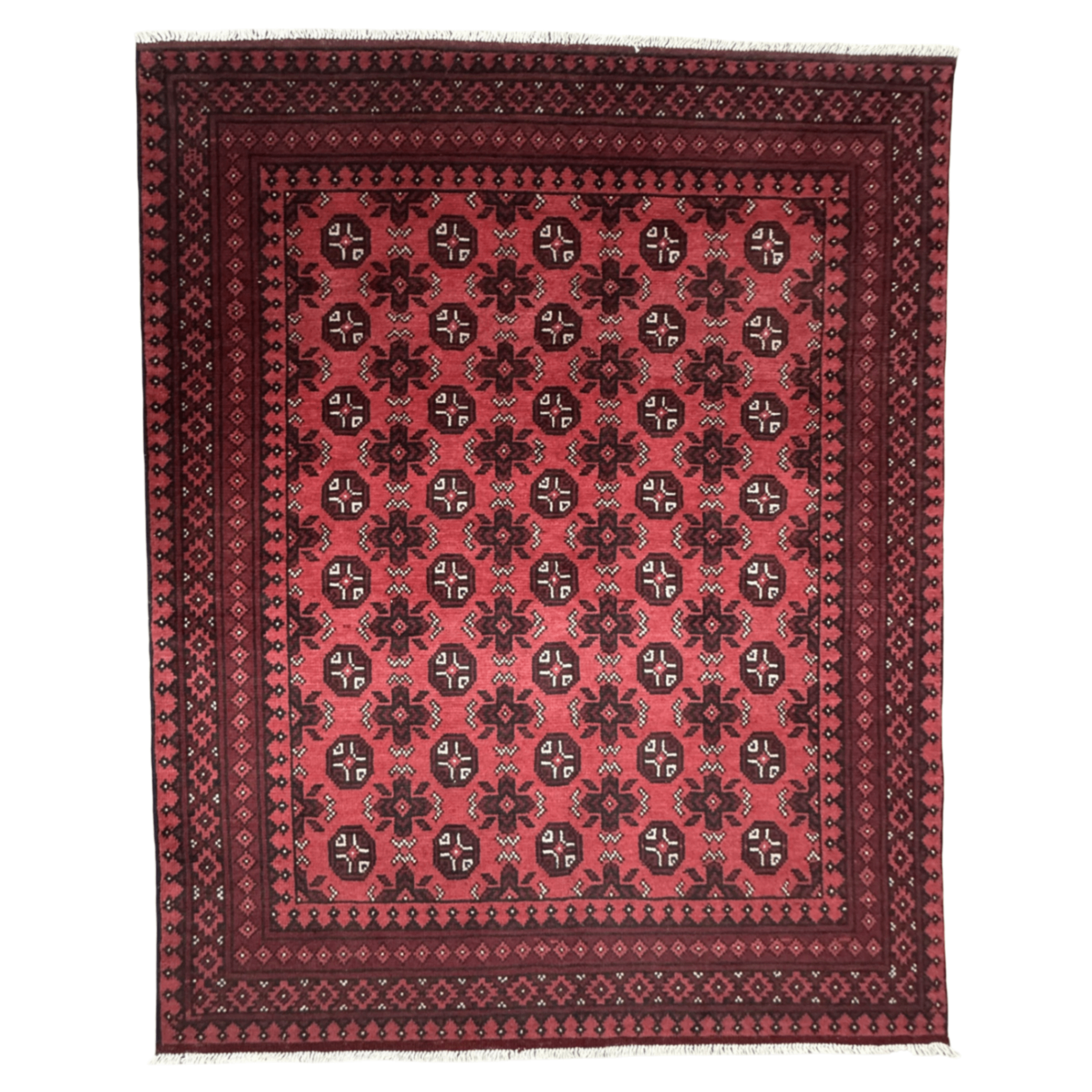 194 x 154 cm Hand-Knotted Afghan Bokhara Akche Rug