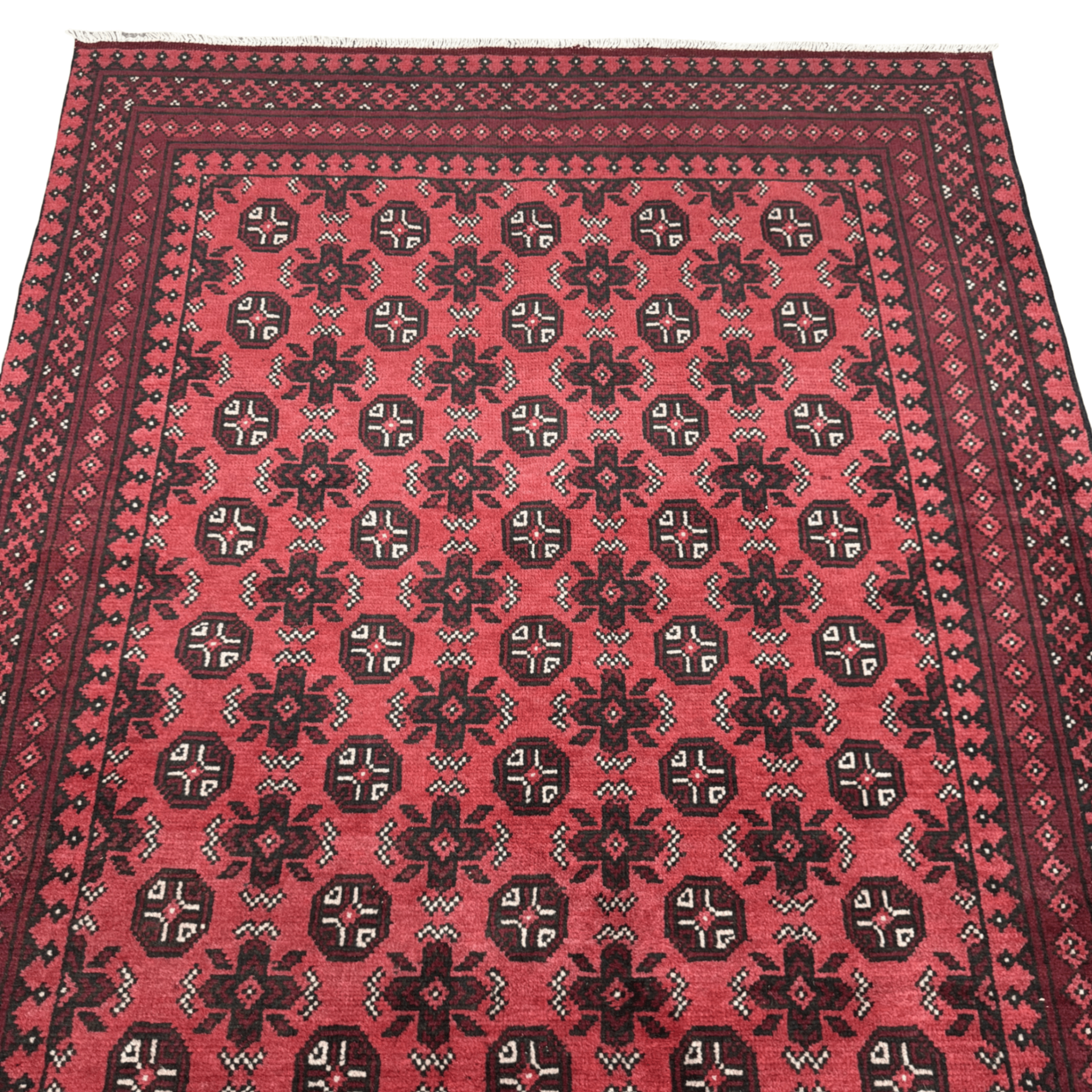 194 x 154 cm Hand-Knotted Afghan Akche Bokhara Rug