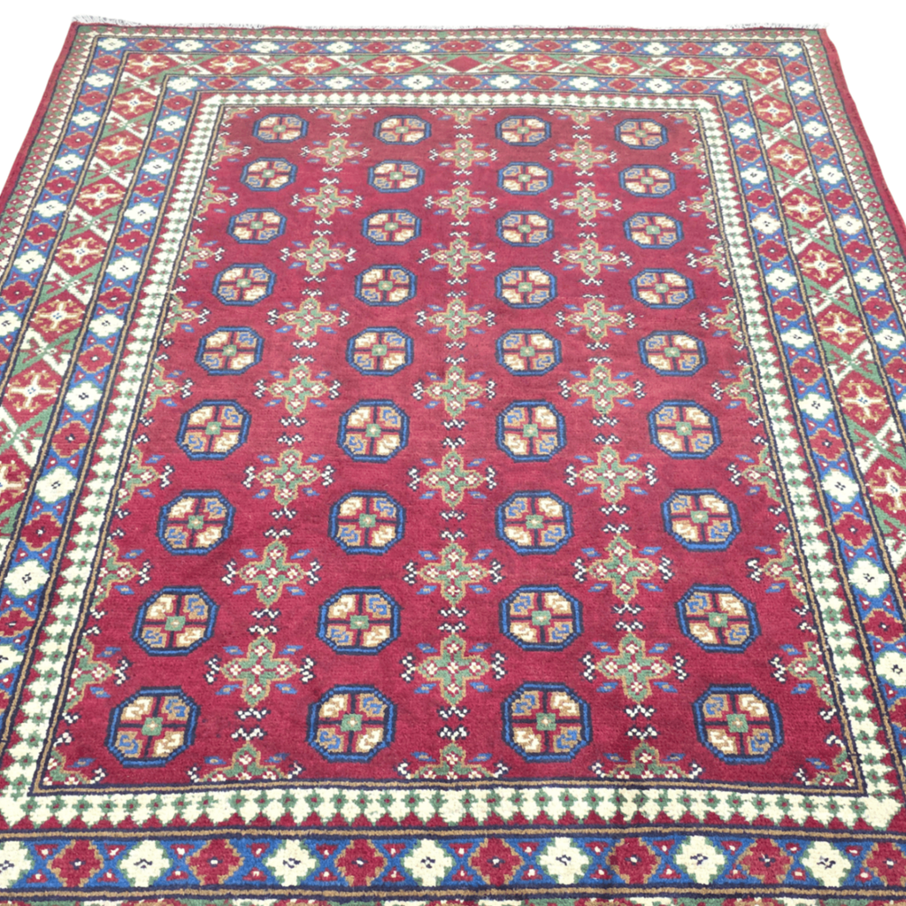 202 x 148 cm Hand-Woven Afghan Akche Rug