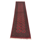 288 x 81 cm Hand-Knotted Red Afghan Akche Runner Rug