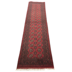 288 x 81 cm Hand-Knotted Red Afghan Akche Runner Rug