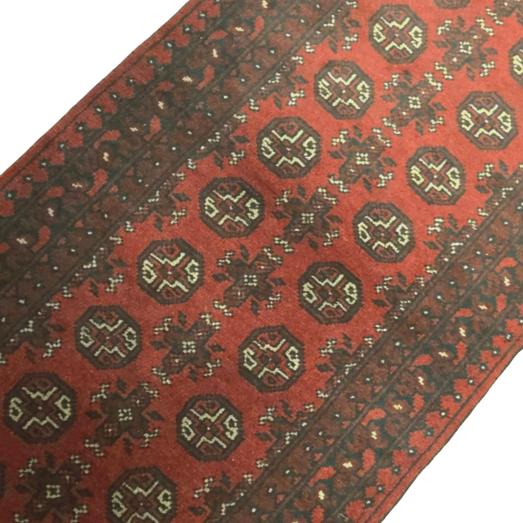 288 x 81 cm Hand-Knotted Red Afghan Akche Runner Rug