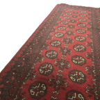 288 x 81 cm Hand-Knotted Red Afghan Akche Runner Rug