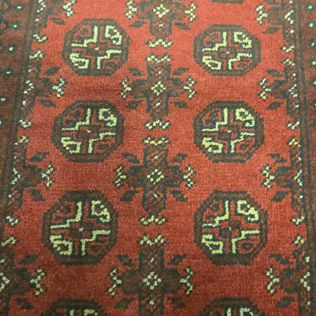 288 x 81 cm Hand-Knotted Red Afghan Akche Runner Rug