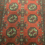 288 x 81 cm Hand-Knotted Red Afghan Akche Runner Rug