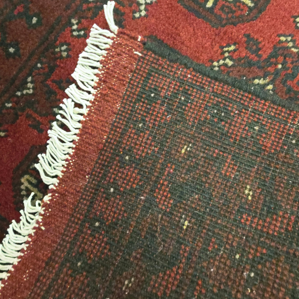 288 x 81 cm Hand-Knotted Red Afghan Akche Runner Rug