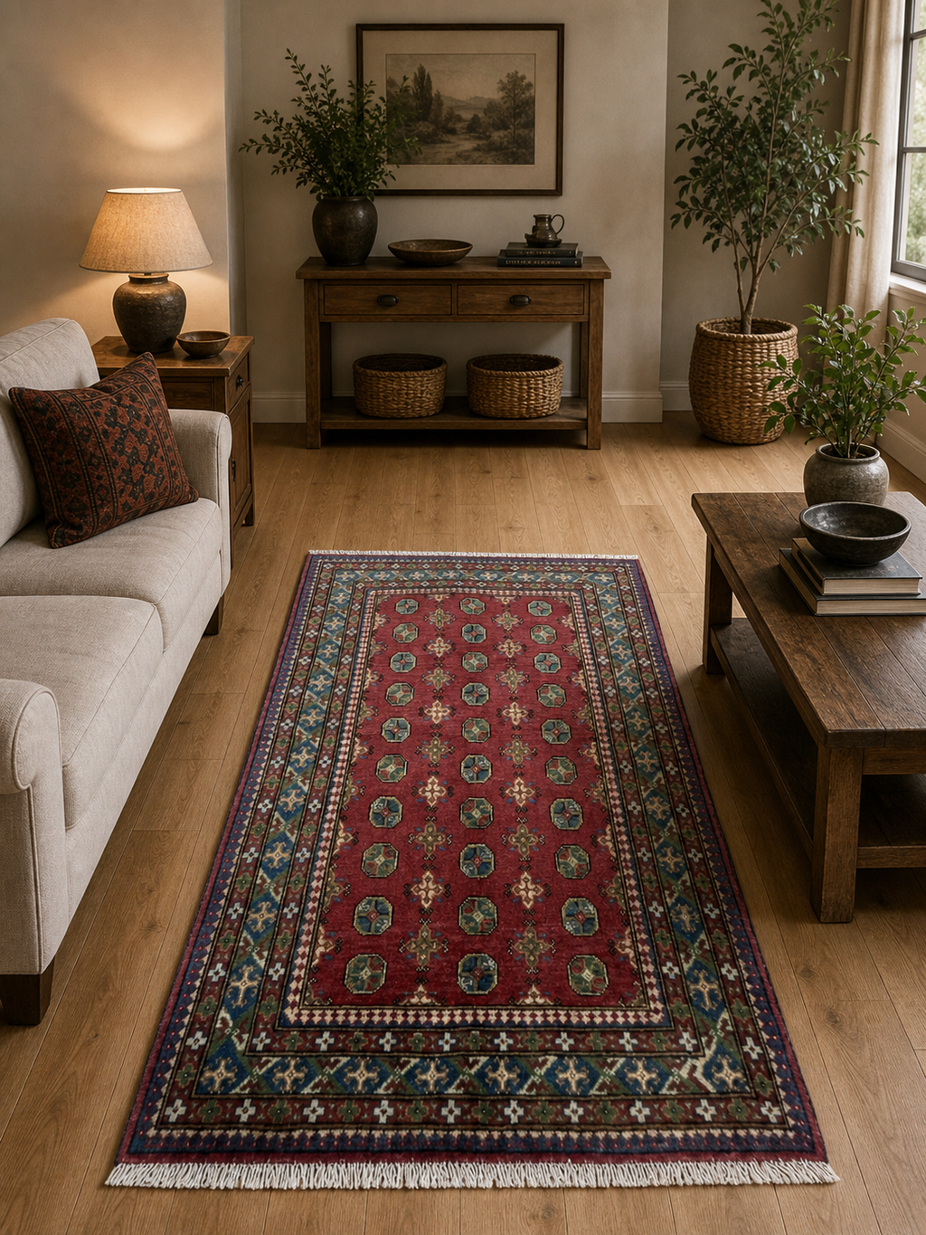 179 x 124 cm Hand-Knotted Afghan Akche Rug