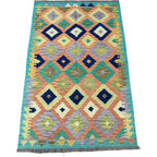 150 × 100 cm Hand-Woven Afghan Kilim Rug – Wool Flatweave