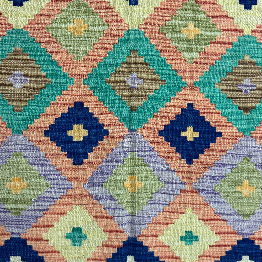 150 × 100 cm Hand-Woven Afghan Kilim Rug – Wool Flatweave