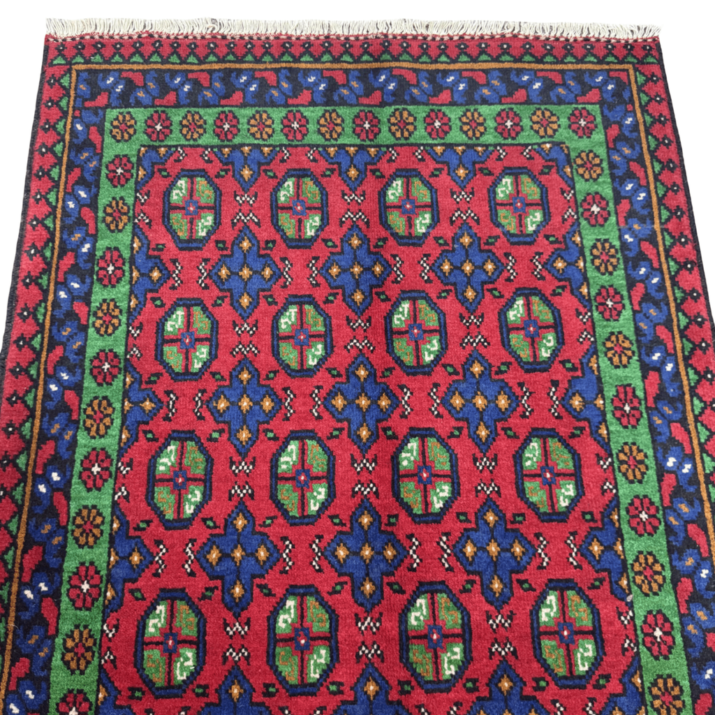 182 x 94 cm Hand-Knotted Afghan Akche Rug